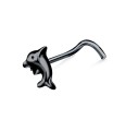 Dolphin Shaped Silver Curved Nose Stud NSKB-80